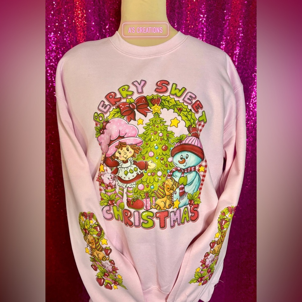 Berry Sweat Christmas Pink Crewneck Sweater